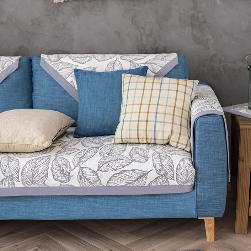 Waschbarer rutschfester Sofa-Überwurf für dreisitzige Couch mit Blattmuster