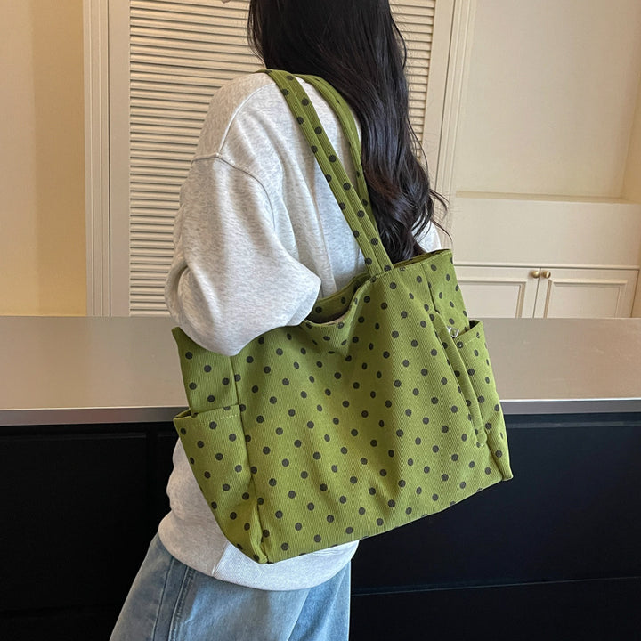 Geräumige Pünktchen-Canvas-Tasche