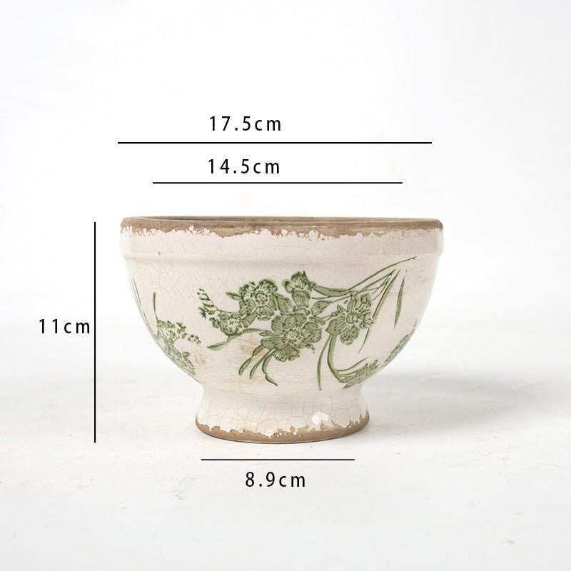 Florale Keramik Pflanzgefäß Karnz