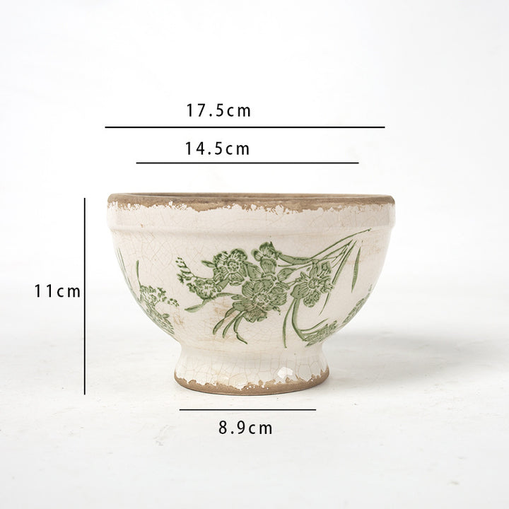 Florale Keramik Pflanzgefäß Karnz