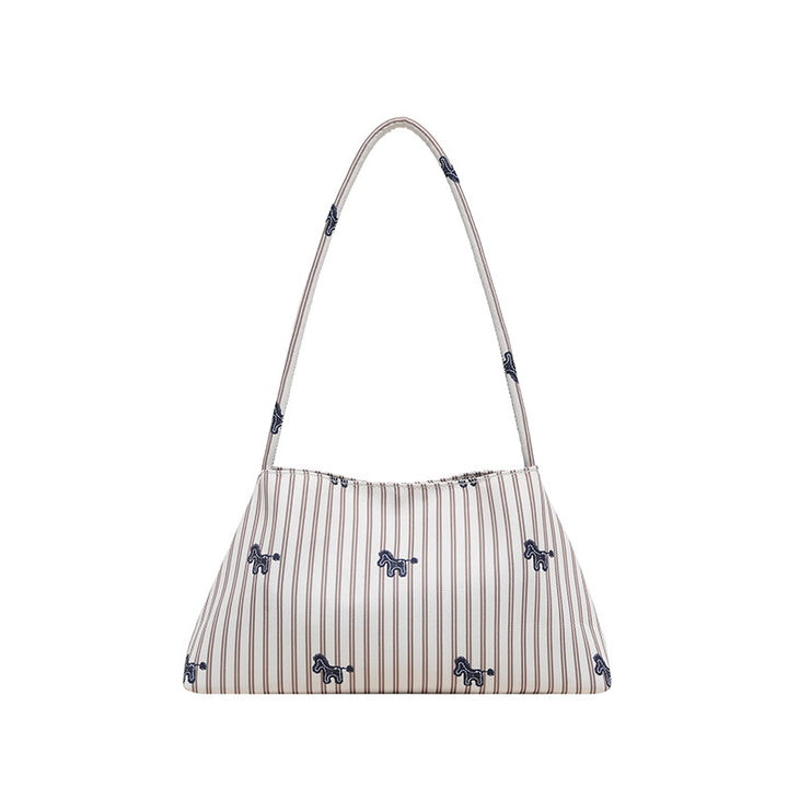WoChic Bestickte Gestreifte Schultertasche Karnz