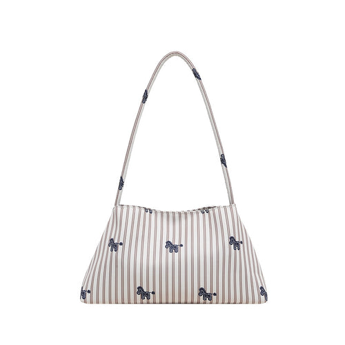 WoChic Bestickte Gestreifte Schultertasche Karnz