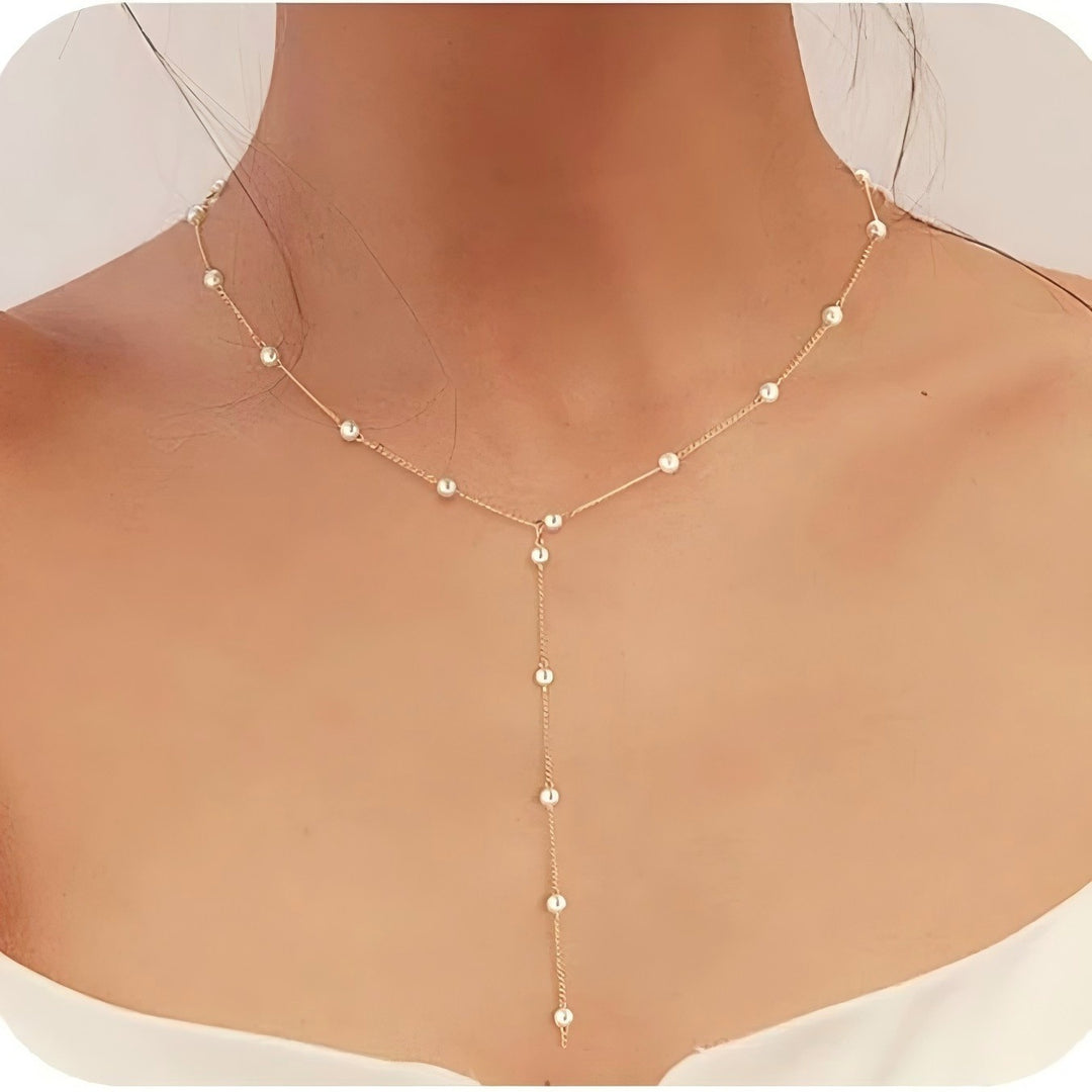 Elegante Perlen-Lariat-Halskette Karnz