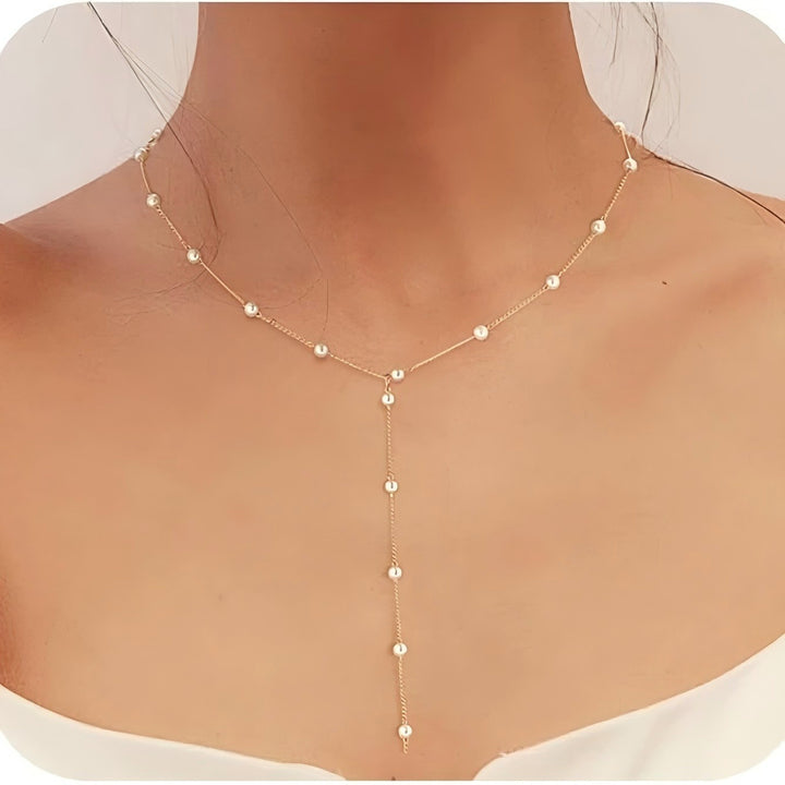 Elegante Perlen-Lariat-Halskette Karnz
