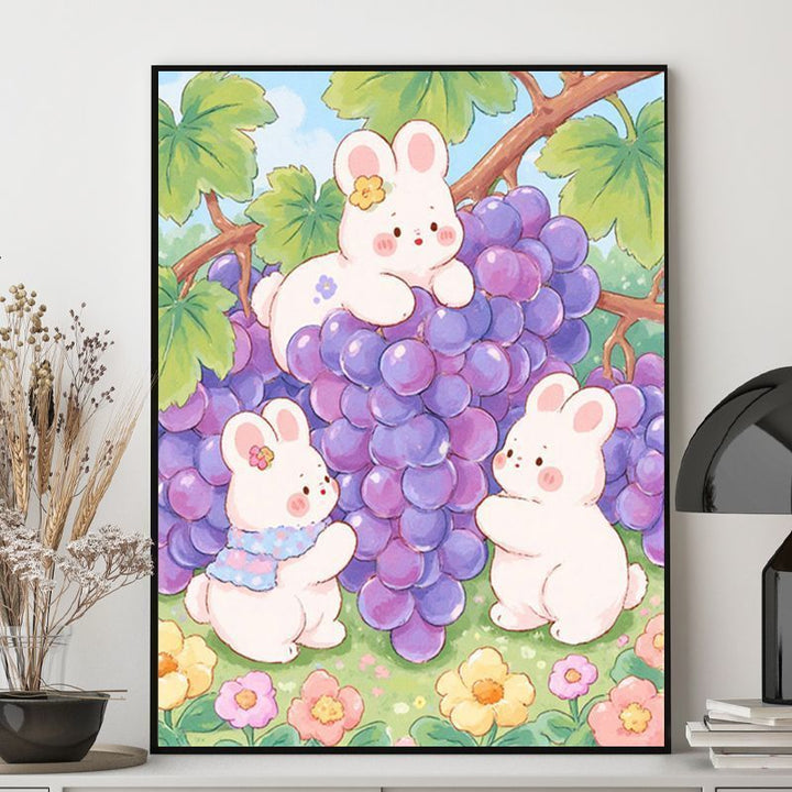 Niedliche Kaninchen-Themen-Illustration Leinwand Kunst Karnz