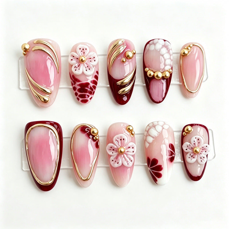 Künstlerisches Blumendesign Press-On Nagelset