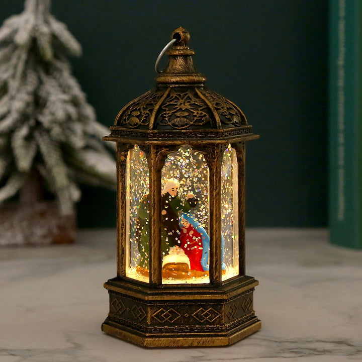Nostalgische Weihnachtslaterne mit beweglichem Weihnachtsmann Karnz