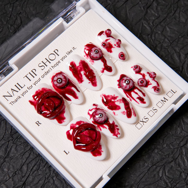 Künstlerische Horror-Themen Press-On Nagelkunst