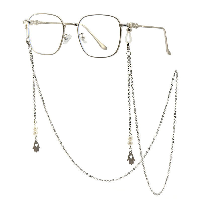 Chic Quadratrahmen Brille mit dekorativer Kette Karnz