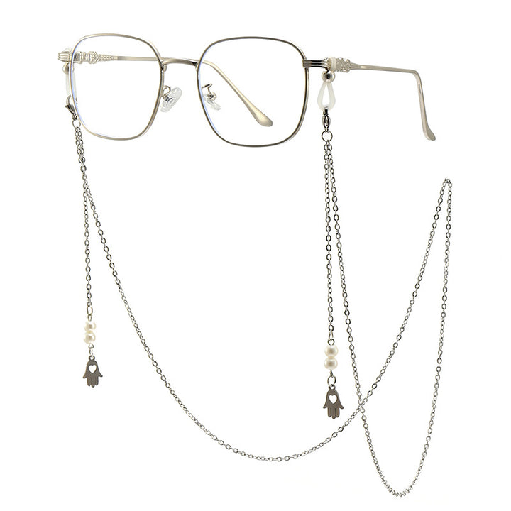Chic Quadratrahmen Brille mit dekorativer Kette Karnz