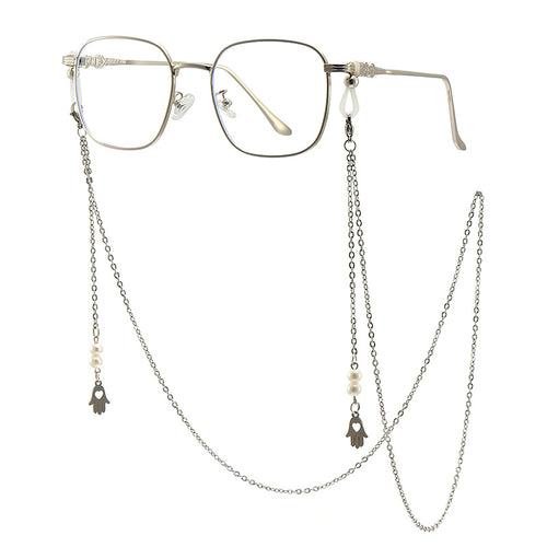 Chic Quadratrahmen Brille mit dekorativer Kette Karnz