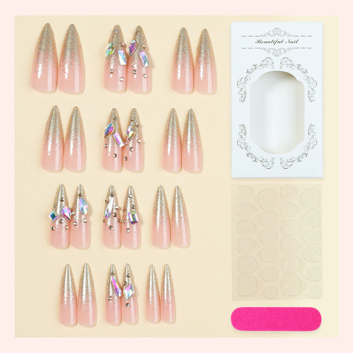Stiletto-förmige Press-On-Nagelset mit Glitter-Akzent Karnz