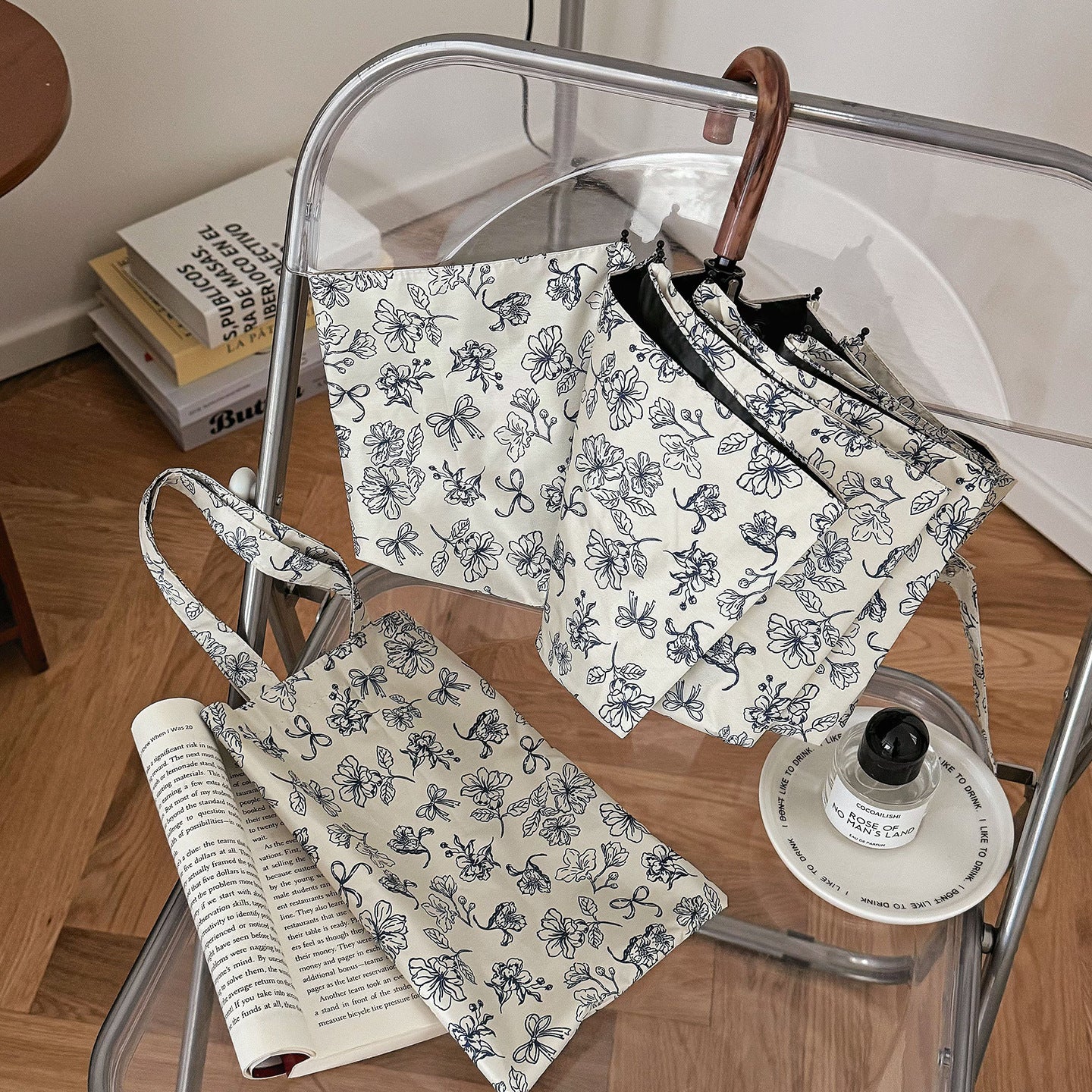 Damen Faltbare Einkaufstasche mit floralem Design Karnz