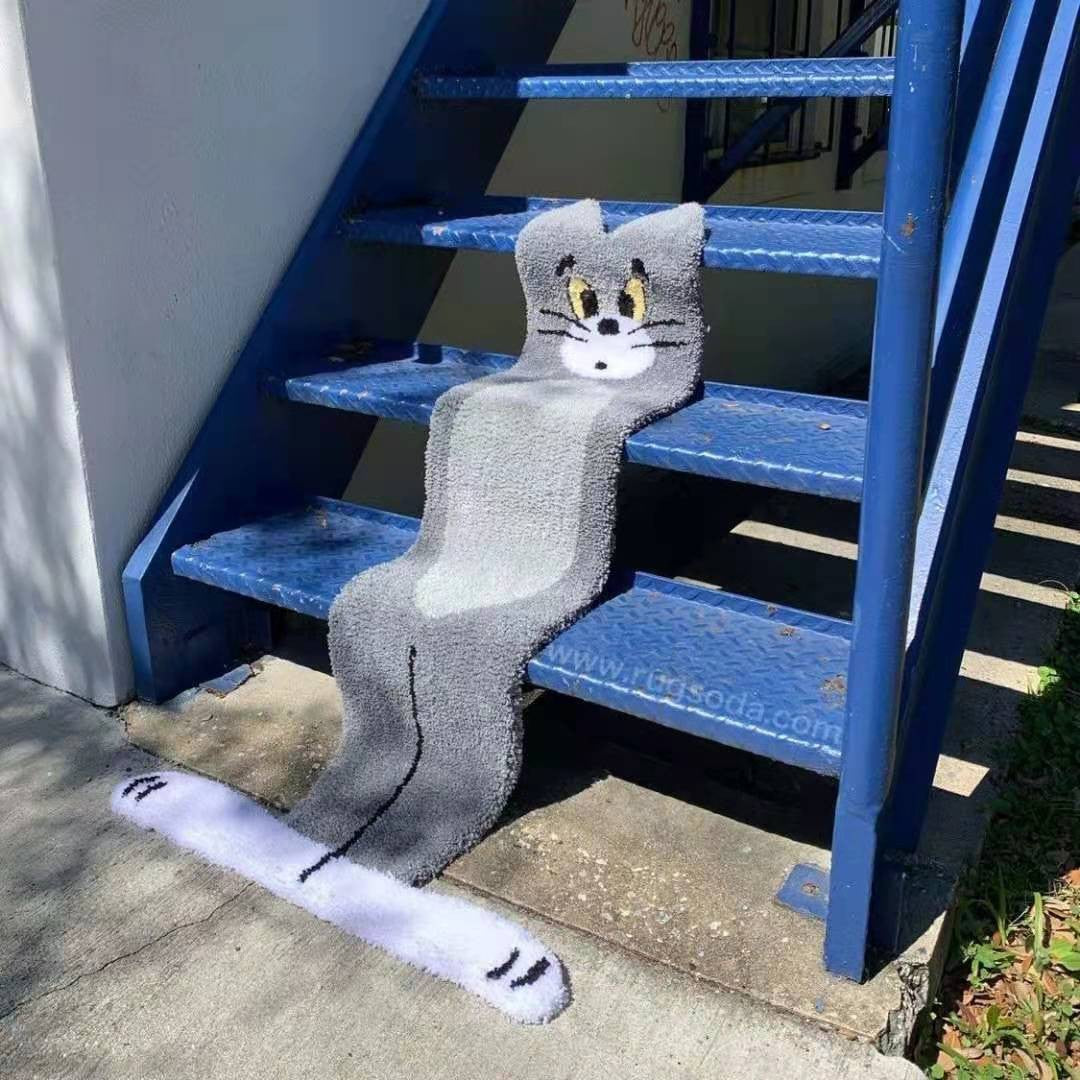 Cartoon Cat-Themen Plüsch Fußmatte Karnz