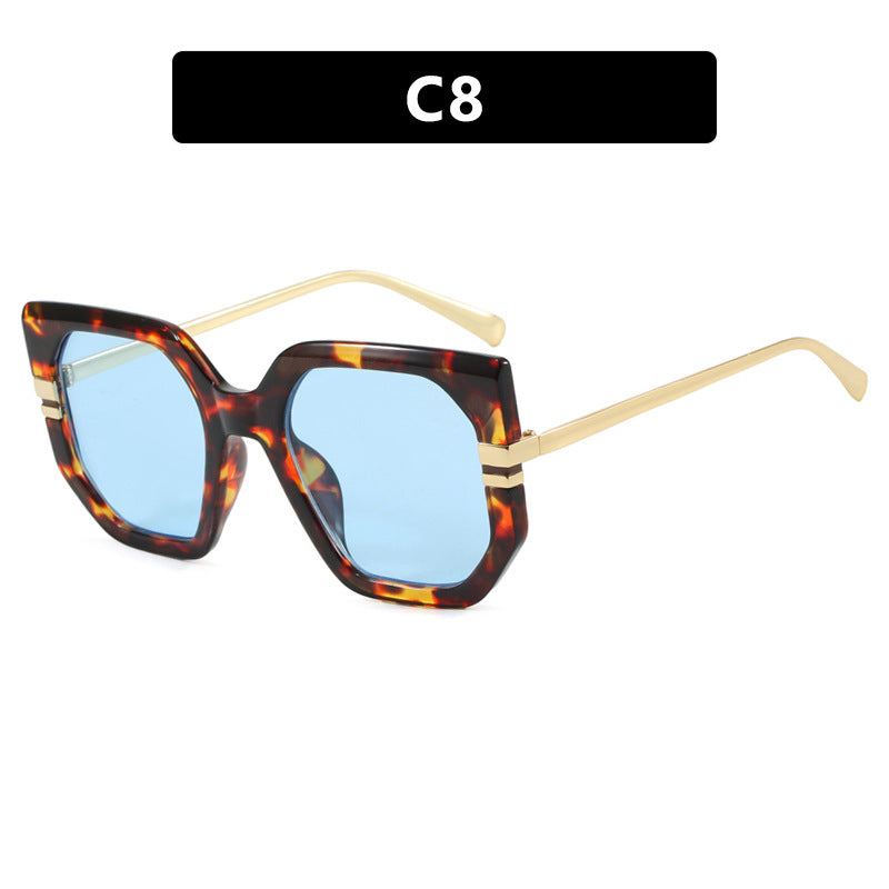 Damen geometrische Sonnenbrille mit luxuriösem goldenen Rahmen und polarisierenden Gläsern Karnz