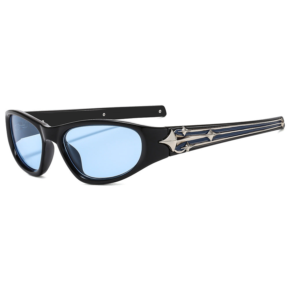 Damen stylische Sportsonnenbrille mit modischem Rahmen und UV-Schutz Karnz