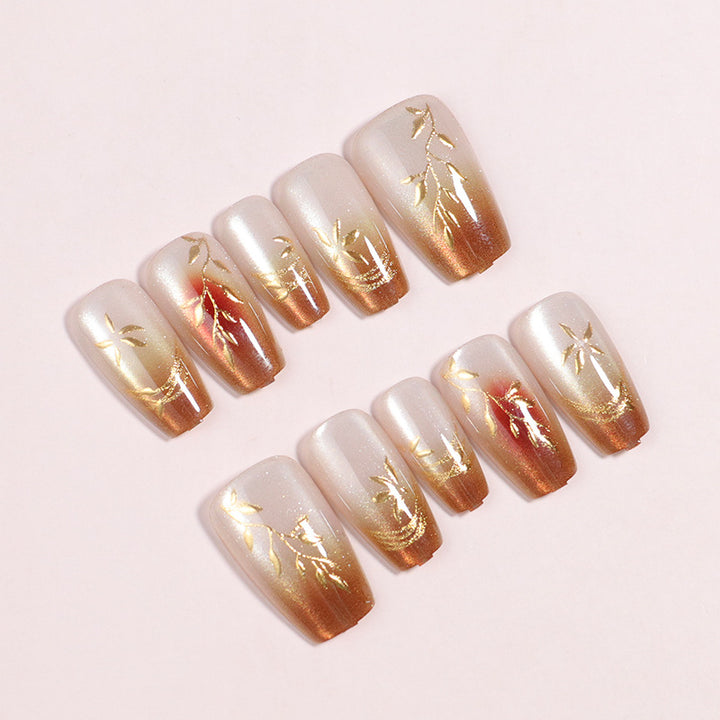 Premium Herz-Beschmückte Press-On Nagelset Karnz