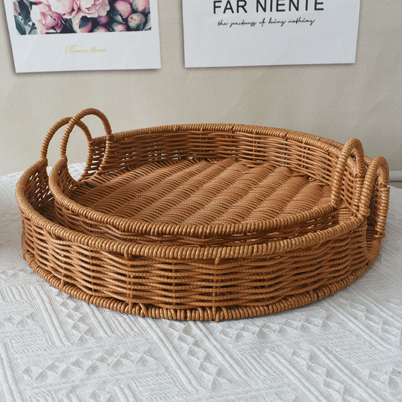 Runder Rattan Servierblech Karnz