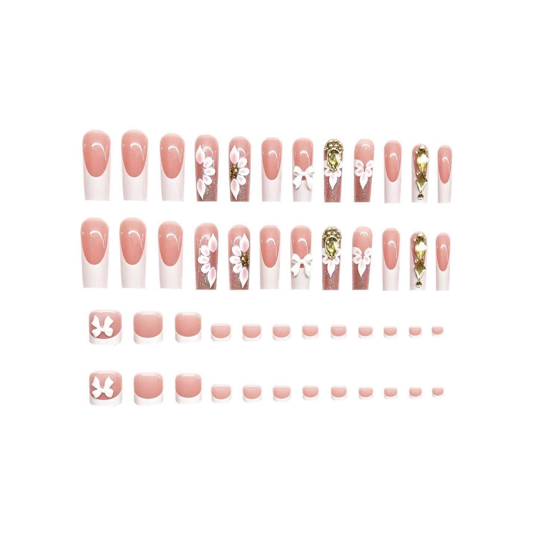 Exquisite Floral Acrylic Nail Art Karnz
