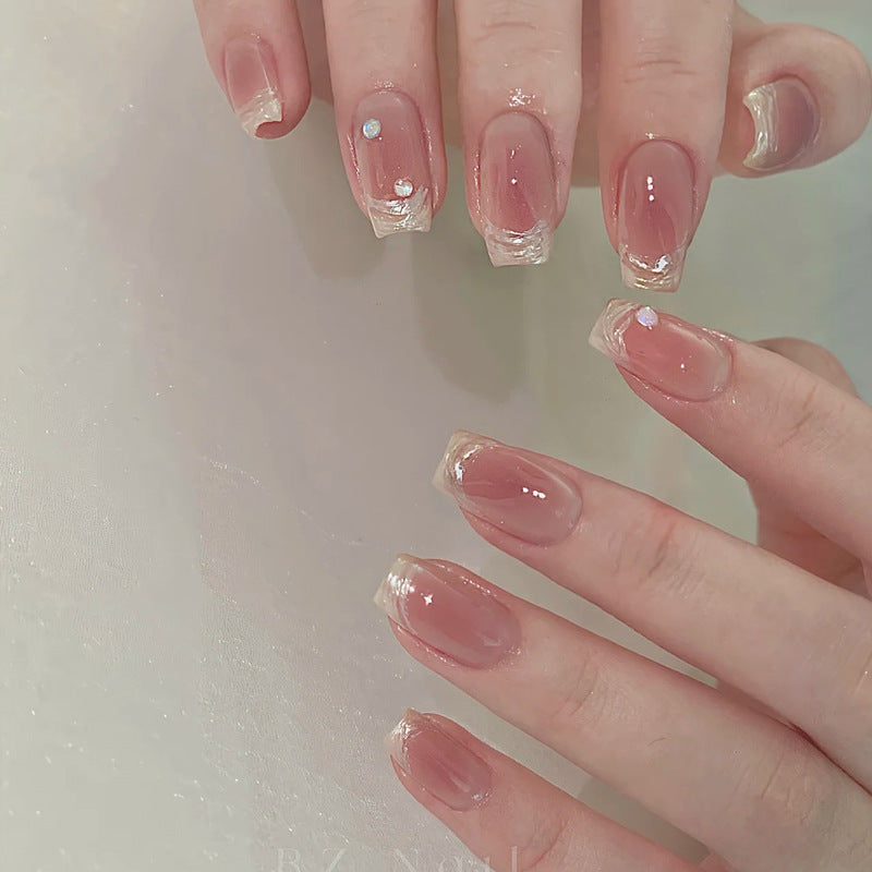 Elegante French Tip Gel Press-On Nägel Karnz