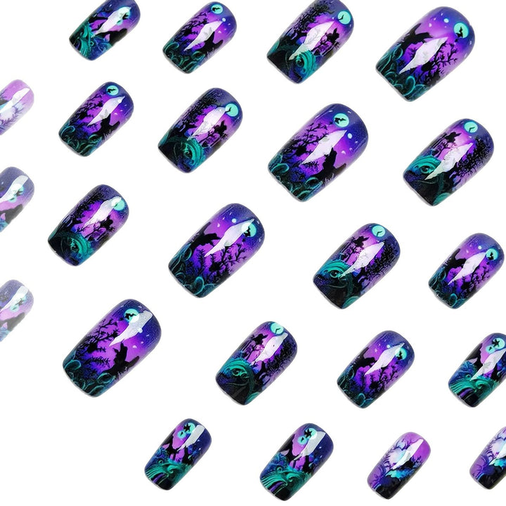 Kunstnageldesign mit Schmetterling und Nachtmotiv Karnz