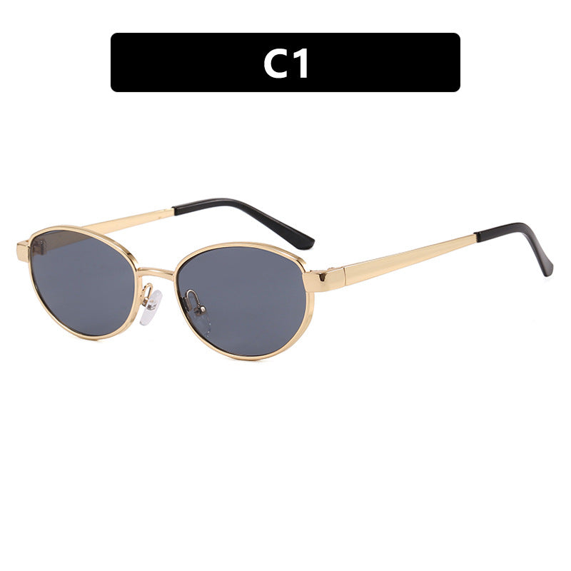 Damen modische Sonnenbrille im eleganten Ovaldesign mit hochwertigem Metallrahmen Karnz
