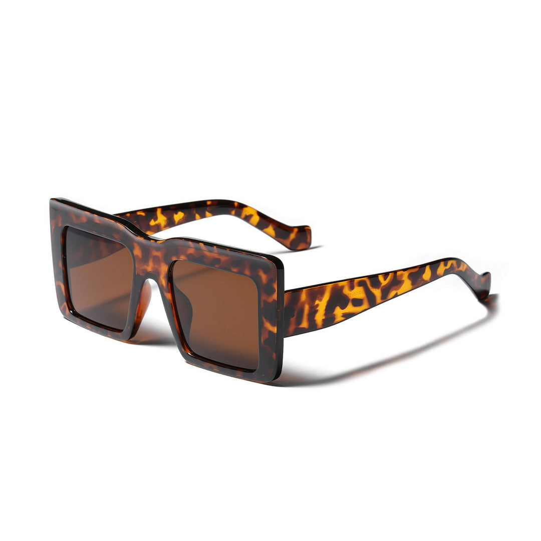 Damen quadratische Sonnenbrille mit transparentem Rahmen und UV-Schutz Karnz