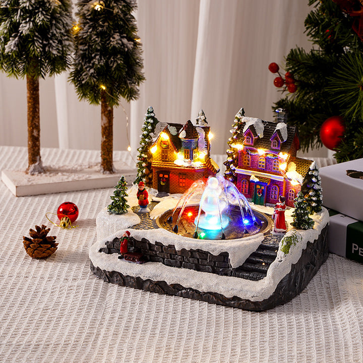 Beleuchtete Weihnachtsdorf-Dekoration mit beweglichen Figuren Karnz