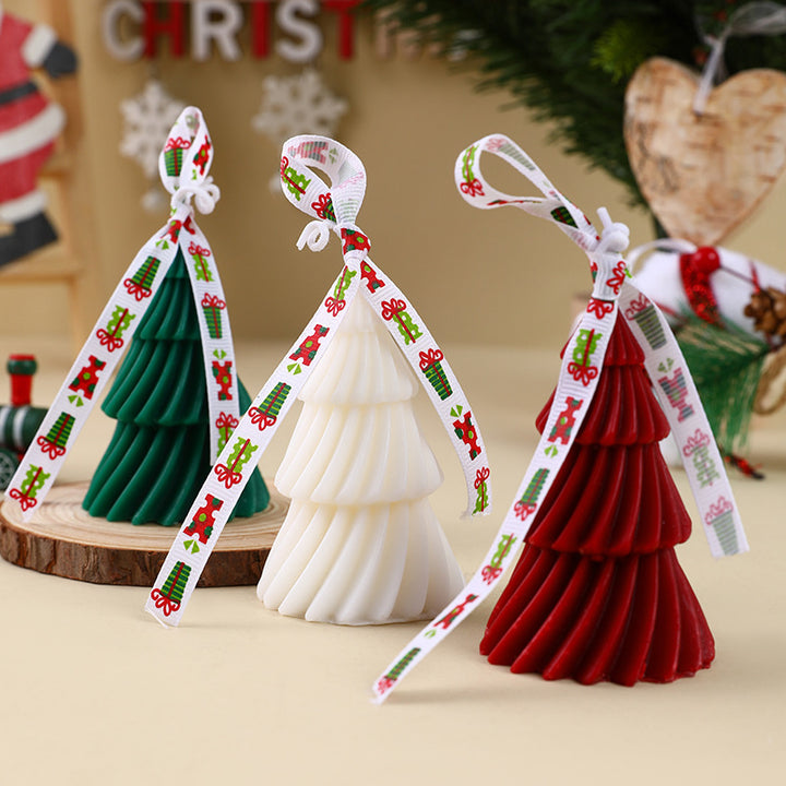 Handgegossene Geschichtete Spiral Weihnachtsbaum Dekorative Ornament Kerze