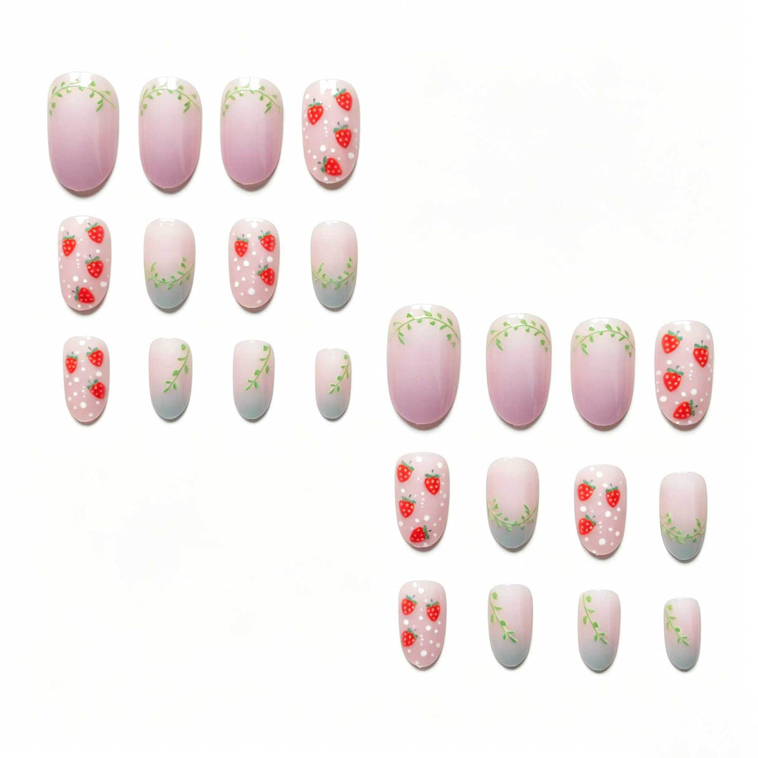 Künstlerische Erdbeer-Themen-Nagelkunst
