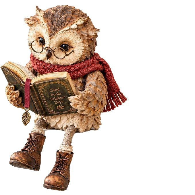 Dekorative Eule mit Buch und Schal Karnz