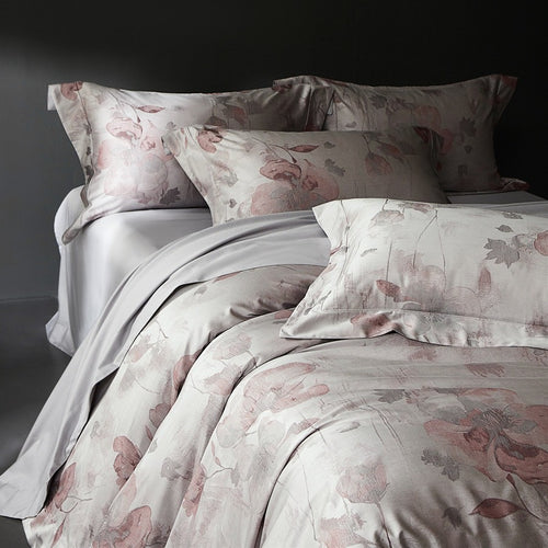 Premium Baumwollsatin-Bettwäschegarnitur mit Aquarell-Blumenprint und feiner Satinbiese