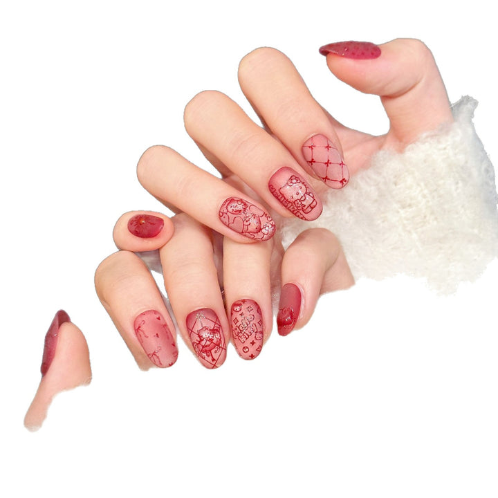Artistic Press-On Nail Art Set mit verspielten Designs