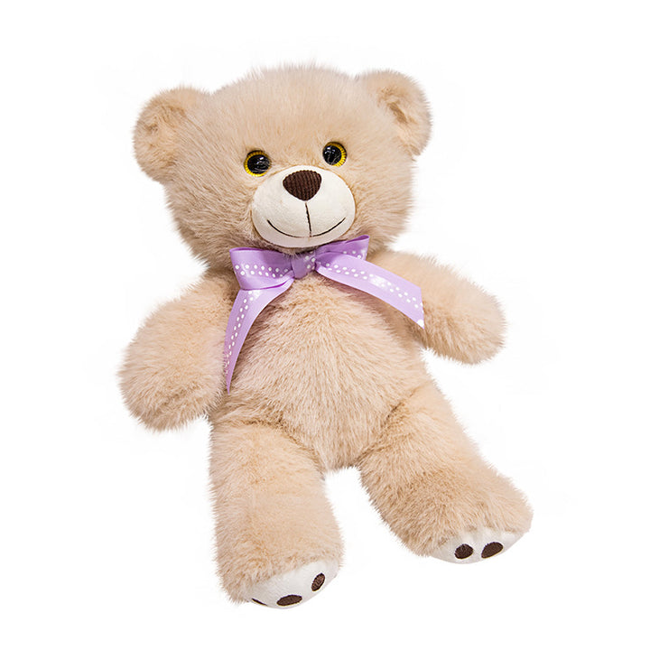 Deluxe Sitz Plüsch Teddybär Kuschler mit Langhaar-Faux-Fell, gesticktem Gesicht & Satinschleife Karnz