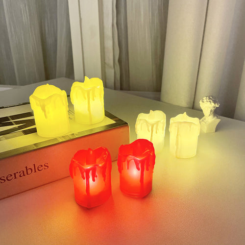 Flammenlose LED Teelichtkerzen-Set mit realistischem Tropfrand und Flackerflamme
