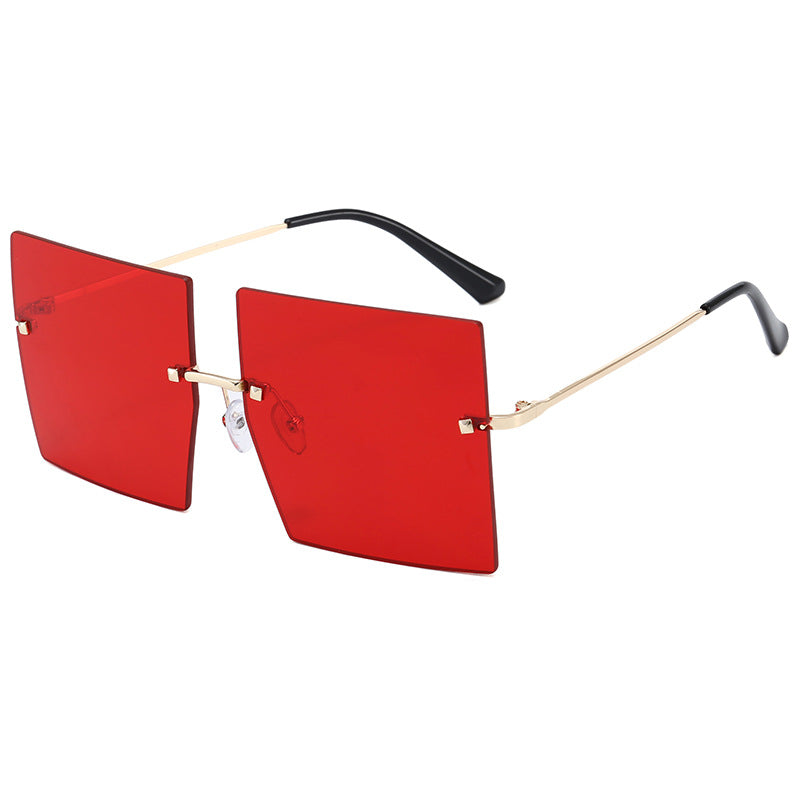 Damen moderne geometrische Sonnenbrille mit filigranem Metallrahmen Karnz