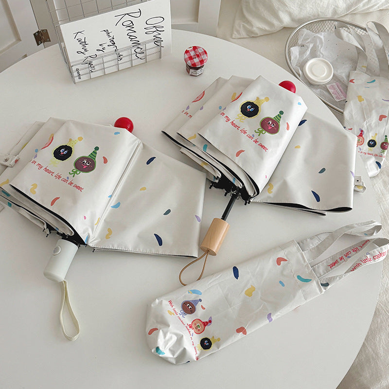 Damen Faltbarer Regenschirm mit verspielten Cartoon-Motiven Karnz