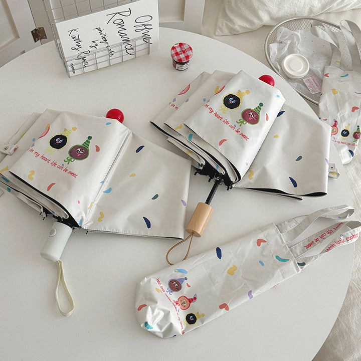 Damen Faltbarer Regenschirm mit verspielten Cartoon-Motiven Karnz