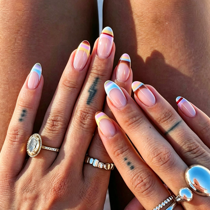 Creative Rainbow French Tip Nail Art