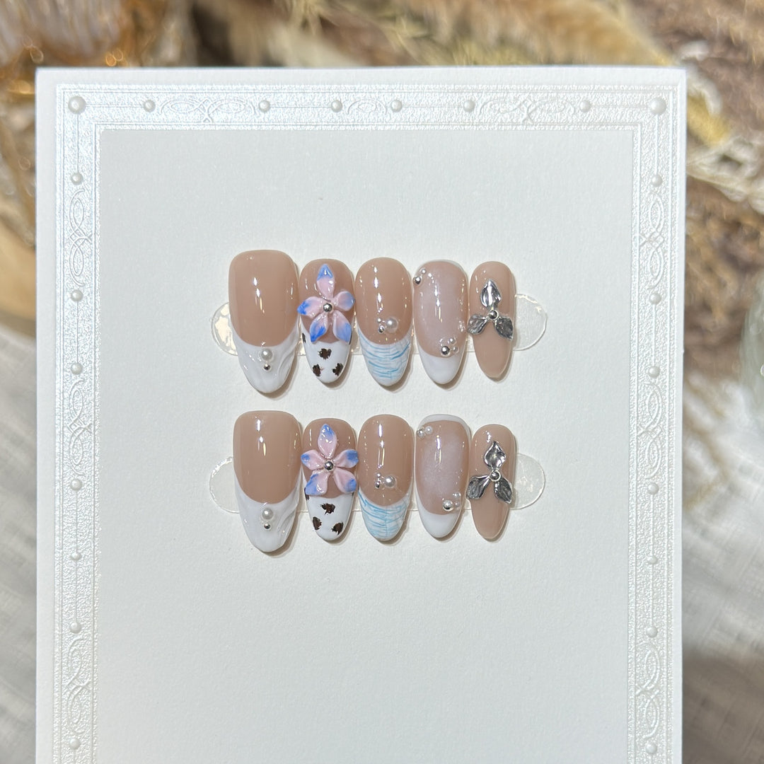Blumenverzierte Press-On-Nagelkunstset Karnz 1788224030
