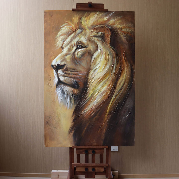 Majestätisches Löwenprofil Leinwandkunst für Zuhause