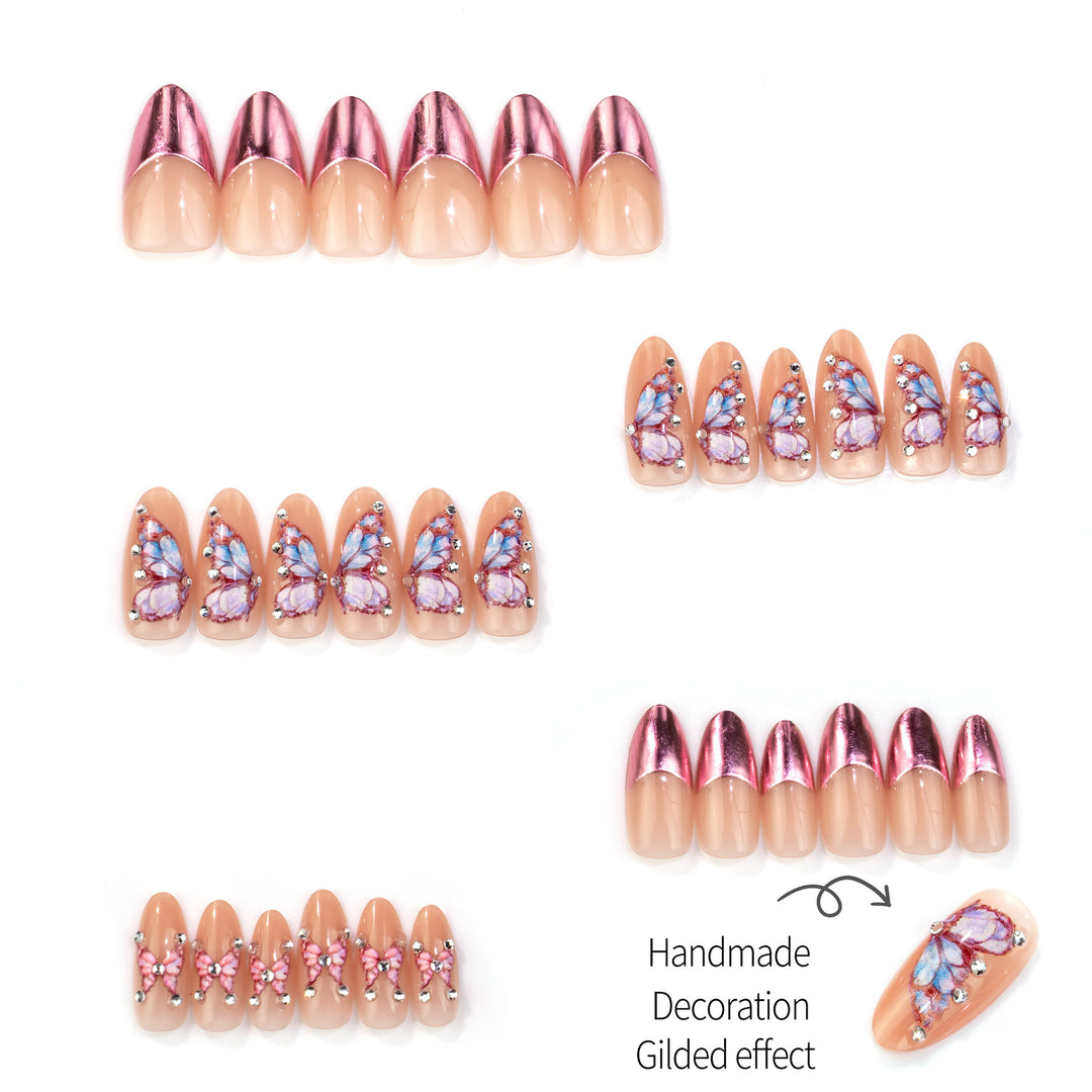 Dekoratives Schmetterlings-inspiriertes Press-On Nagelset