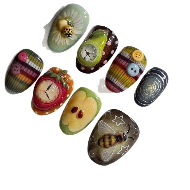 Künstlerische ozeanische Press-On-Nagelkunst Karnz