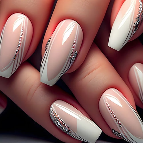 Elegante Stiletto Press-On Nägel mit Kristallakzenten Karnz