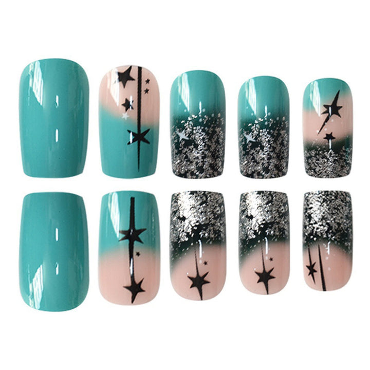 Künstlerisches Gradient Press-On Nagelset mit Stern Design Karnz