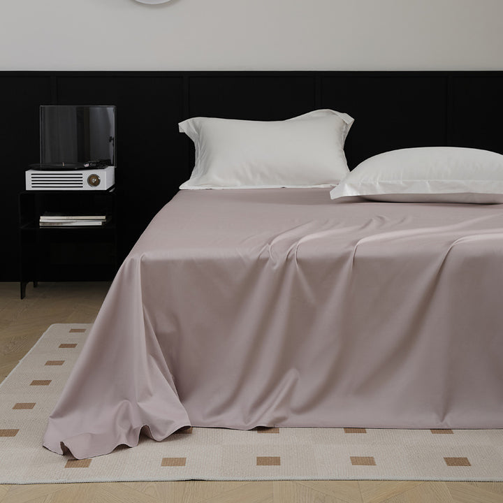 Glattes Bettlaken-Set aus Baumwollsatin mit edlem Fall