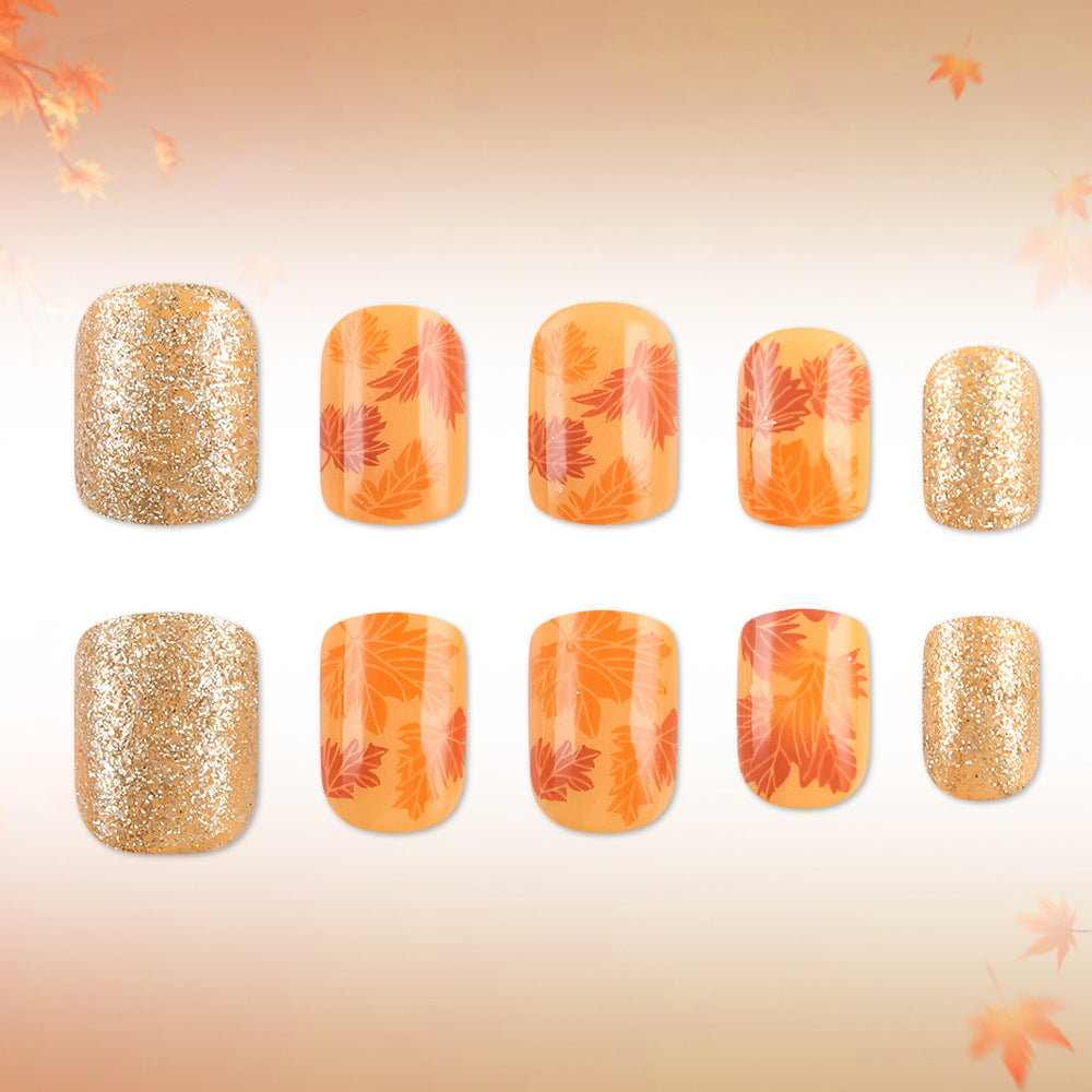 Herbstblatt Press-On Nagelkunst Karnz