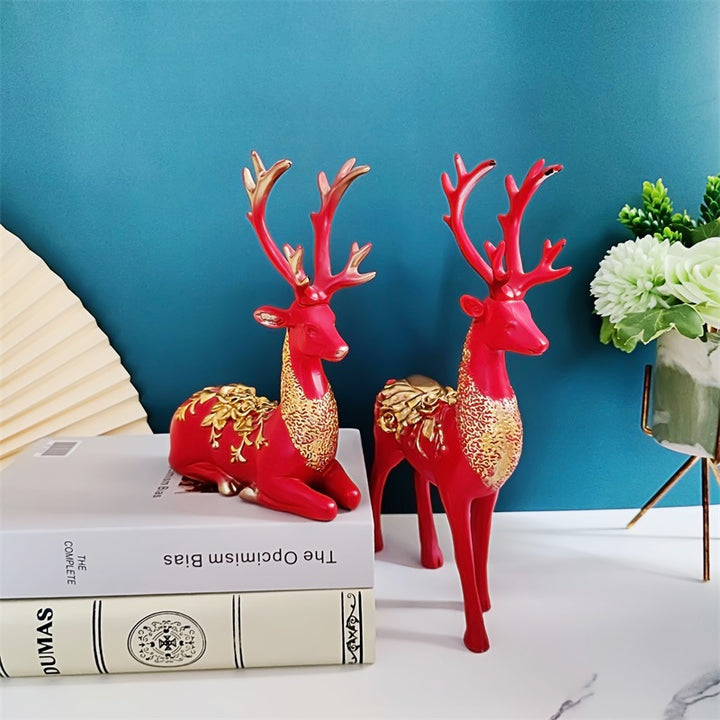 Kunstvolle Dekofigur eines prächtigen Rehs mit floralen Details Karnz