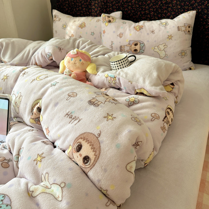 Kinderplüsch Wendebettwäsche Teddy Patchwork Komforter Bettset