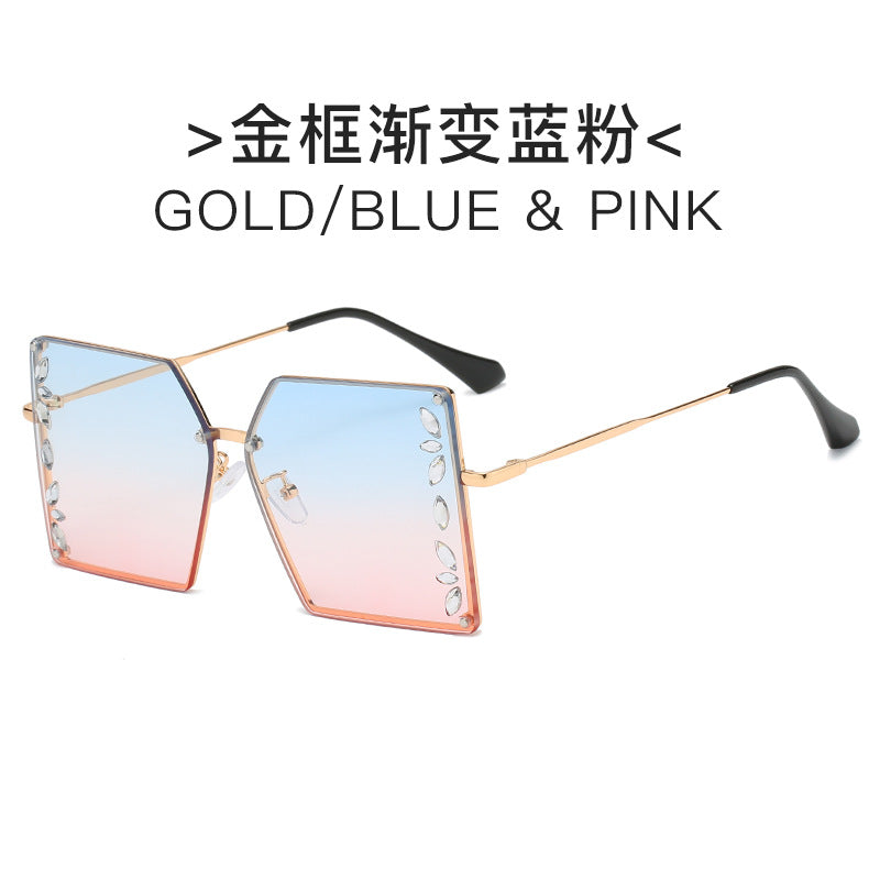 Damen futuristische Sonnenbrille mit auffälligem Hexagonalrahmen und hochwertigen Glitzerakzenten Karnz